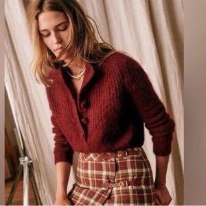 Sezane Burgundy Crew Neck Sweater